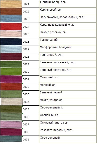 карта цветов мулине Гамма карта цветов мулине Гамма