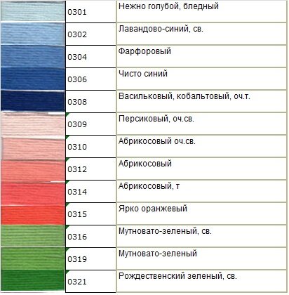 карта цветов мулине Гамма карта цветов мулине Гамма
