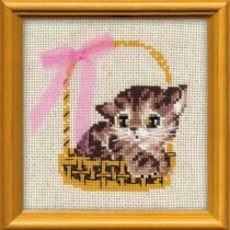 Схема вышивки Котенок в корзине